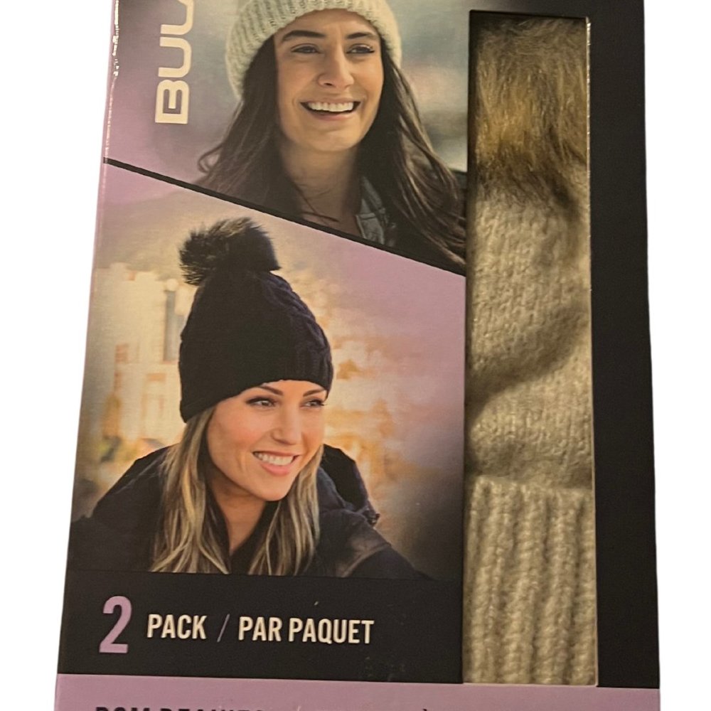 Two Winter Pom Beanies